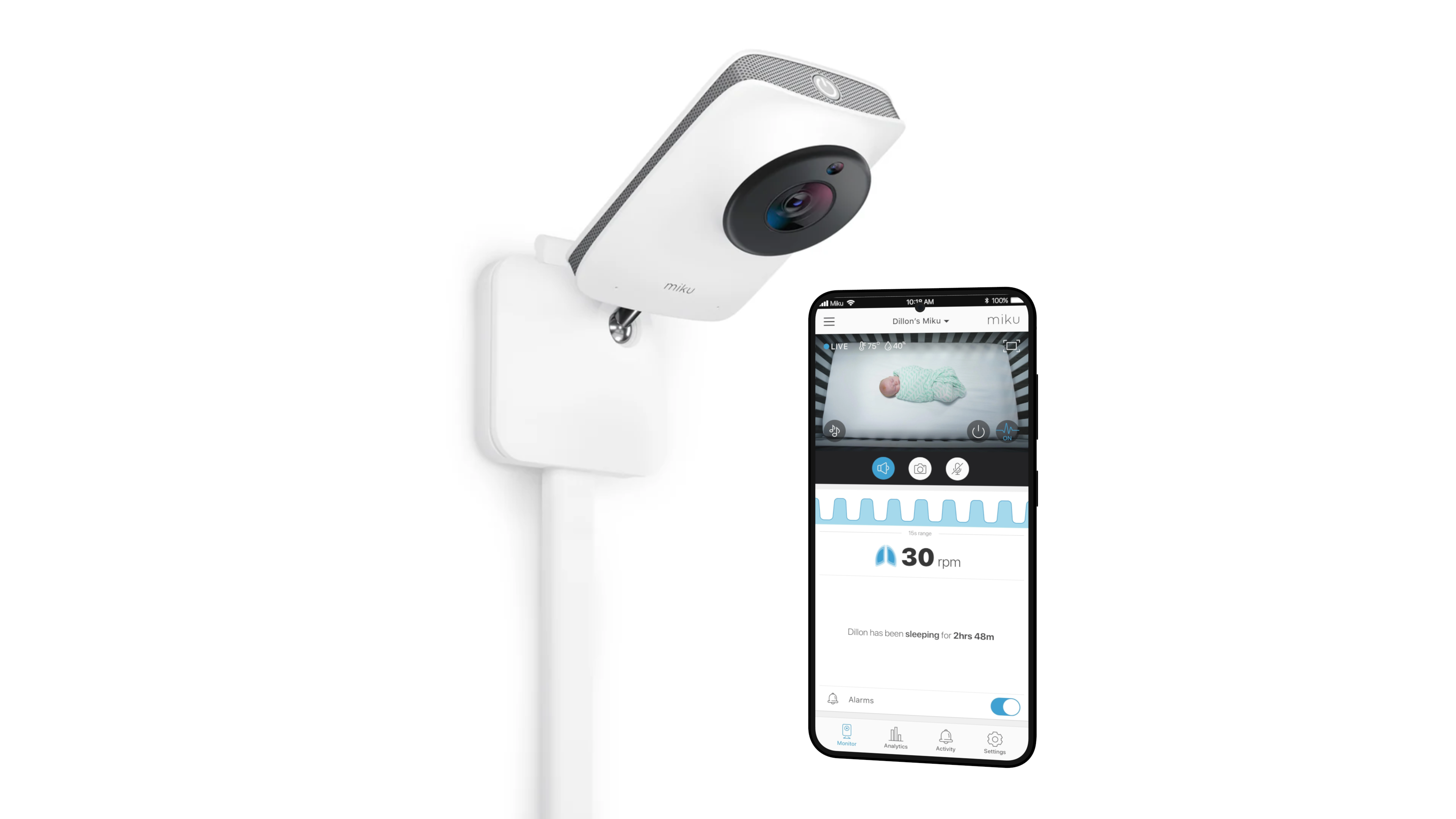Miku baby monitor and app screens overview