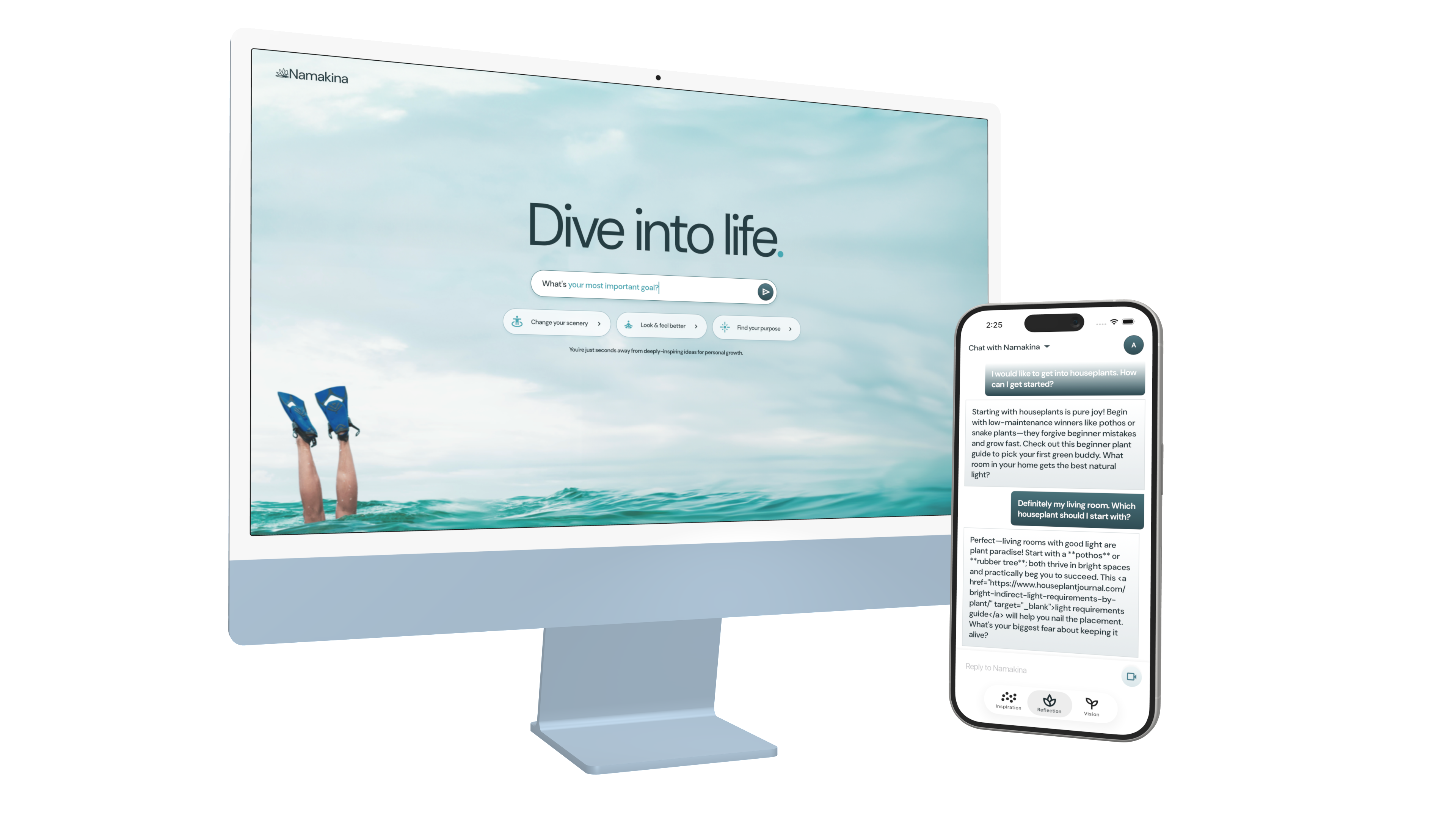 Namakina AI chat interface with conversation in progress